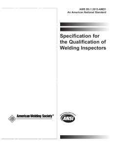 Welding Inspector Qualification Specification AWS B5.1