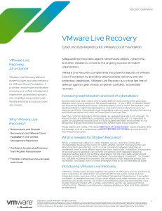 VMware Live Recovery: Cyber & Data Resiliency Solution Overview