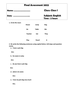 Class 1 English Assessment