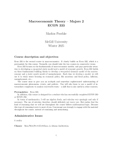 ECON 333 Macroeconomic Theory Course Syllabus