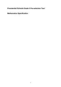 Grade 5 Math Pre-selection Test Specification