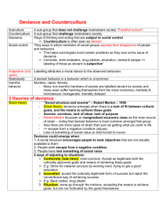 Deviance & Counterculture: Sociology Lecture Notes