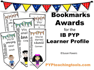 IB PYP Learner Profile Bookmark Awards