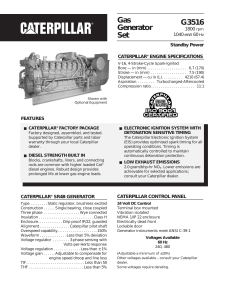 Caterpillar G3516 Gas Generator Set Specs