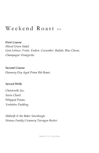 Weekend Roast Menu