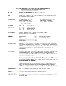 GEO 420K Field & Stratigraphic Methods Course Syllabus