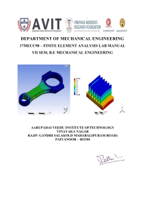 FEA Lab Manual: ANSYS Workbench for Mechanical Engineering