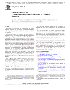 Plastic Chemical Resistance Standard Practice D543