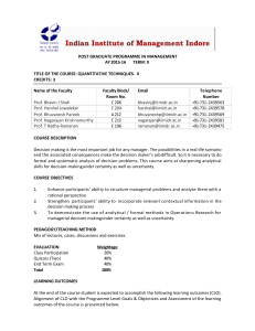 Quantitative Techniques Course Syllabus