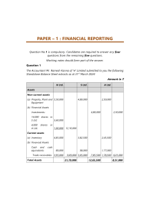 Financial Reporting Exam Question 1