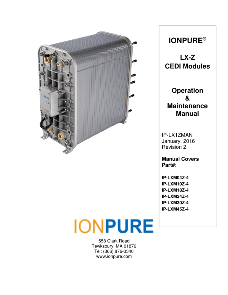 IONPURE LX-Z CEDI Module Operation & Maintenance Manual