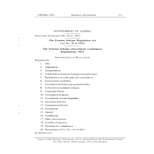 Zambia Pension Scheme Investment Regulations 2021