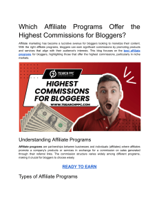 Which Affiliate Programs Offer the Highest Commissions for Bloggers?