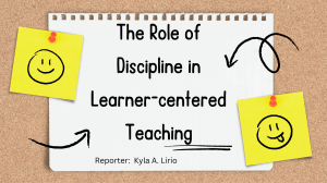 Discipline in Learner-Centered Teaching