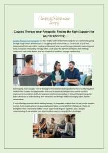 Couples Therapy near Annapolis: Finding the Right Support for Your Relationship