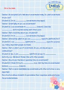 Social Media English Conversation Worksheet