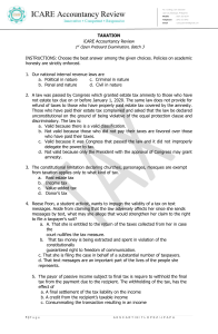 Taxation Exam: iCARE Accountancy Review Preboard