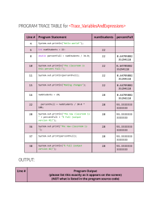 Program Trace Table Example