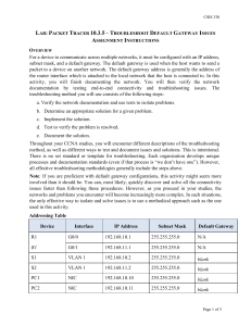 Packet Tracer Default Gateway Troubleshooting Lab