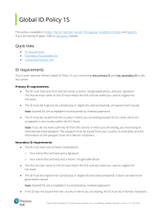 Global ID Policy 1S: Exam ID Requirements