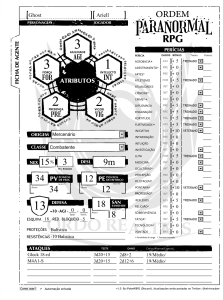 Ficha de Personagem RPG Ordem Paranormal: Ghost