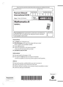 Pearson Edexcel International GCSE Mathematics B Paper 2