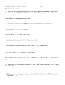 Acid/Base Chemistry Worksheet