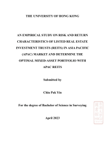 APAC REITs Risk & Return: Optimal Portfolio Thesis