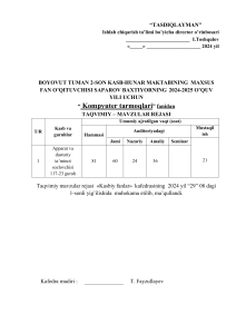 Kompyuter tarmoqlari o'quv rejasi