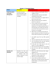 Gordon's Functional Health Patterns Sample Questions - Health Assessment