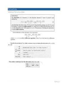 Derivatives Definition: Calculus Textbook Excerpt