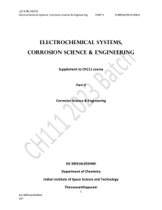 Electrochemical Systems & Corrosion Science Lecture Notes