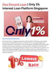 One Percent Loan | Only 1% Interest Loan Platform Singapore