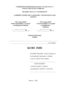 Dasturiy injenering kurs ishi: Onlayn kitob do'koni