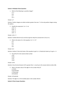 Math Test: Multiple Choice, Short & Long Answer Questions