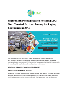 Najmuddin Packaging and Refilling LLC  Your Trusted Partner Among Packaging Companies in UAE