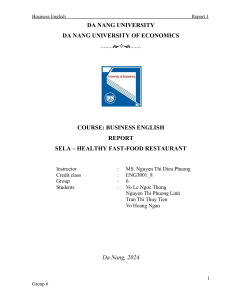 SELA Healthy Fast Food Business Report