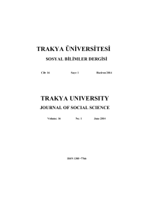 Trakya Üniversitesi Sosyal Bilimler Dergisi Cilt 16 Sayı 1