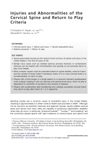 Cervical Spine Injuries & Return to Play Criteria