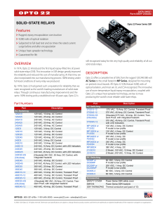 Opto 22 Solid-State Relays Data Sheet