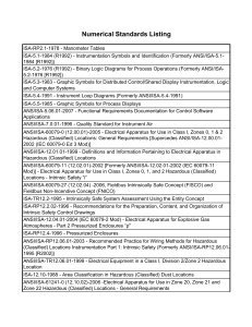 ISA Numerical Standards Listing for Industrial Instrumentation