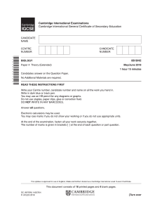 Cambridge IGCSE Biology Exam Paper 0610/42 May/June 2018