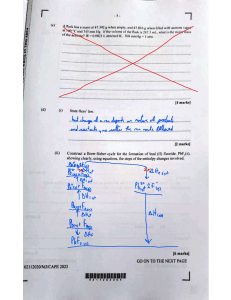 Chemistry Exam Paper: Molar Mass, Hess's Law, Born-Haber