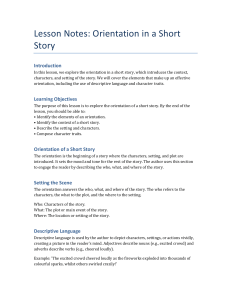 Short Story Orientation Lesson Notes