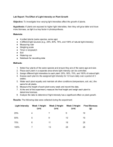 Plant Growth & Light Intensity Lab Report