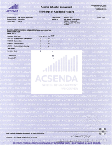 Acsenda School Transcript: Adeen Karim