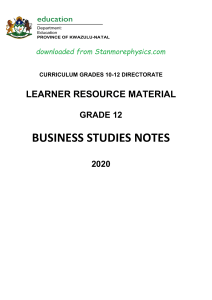 Grade 12 Business Studies Notes