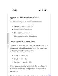 Redox Reactions: Decomposition Types