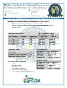 Oratile Botlhale Institute Fee Structure