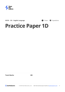 IGCSE CIE English Language Practice Paper 1D